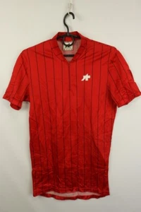 Assos Red Striped Polyamide Short Sleeve Quarter Zip Cycling Jersey S - Picture 1 of 15