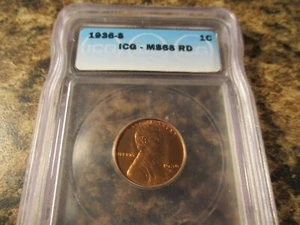 1936-S LINCOLN WHEAT CENT ICG MS66 RD 0203 - Picture 1 of 2