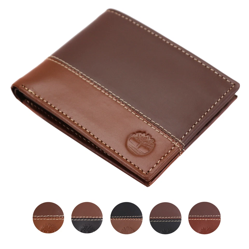 Timberland Men's Genuine Two Tone Leather Credit Card Billfold Commuter Wallet - Image 1 of 1