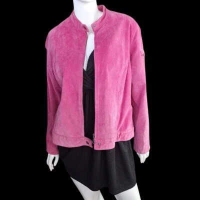 INC International Concepts Suede Pink XL Womens Jacket Silver Colored Zippers - Image 1 of 4