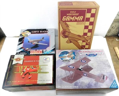 Gearbox/Golden Class/Liberty Class/Ertl ~ LOT OF 4 DIECAST COIN BANK PLANES ~ MS - Image 1 of 4