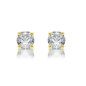 Brilliance Fine Jewelry 1/2 CT TW Round Diamond 10Kt Yellow Gold Studs H-I I2-I3 - Picture 1 of 4