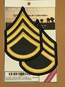 U.S. ARMY / STAFF SERGEANT E-6 / SSG - DRESS GREEN FEMALE RANK PAIR (Sew-On) - Picture 1 of 21