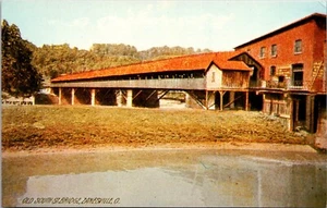 Postcard Zanesville Ohio First Covered Bridge Over Muskingum River Vintage UNP - Picture 1 of 2