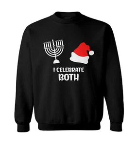 I Celebrate Both - Santa Christmas Hanukkah Holiday Toddler Crewneck Sweater - Picture 1 of 8