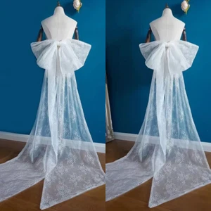 Blanco Marfil Desmontable Arco Apliques Nudos con Cinta Lazo Grande para Boda Novia - Imagen 1 de 9