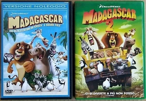 MADAGASCAR (2005) + MADAGASCAR 2 (2008) - 2 DVD EX NOLEGGIO DREAMWORKS - Picture 1 of 2