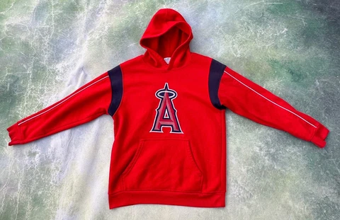 Vintage MLB Anaheim Angels Pull Over Hoodie Size Youth L (12) Cover
