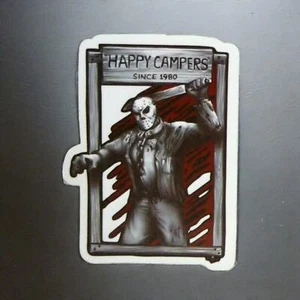 Horror Movie Sticker Friday the 13th Jason Voorhees Happy Campers Crystal Lake - Picture 1 of 2