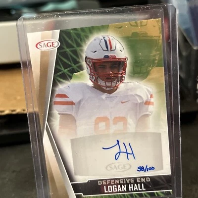 Logan Hall 🔥 2022 Sage  Hig Series Auto  58/100 🔥 Buccaneers - Image 1 of 4