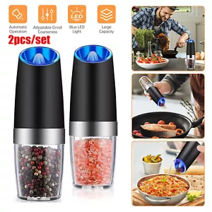 2X Automatic Salt Pepper Grinder Gravity Electric Pepper Mill AdjustableCoarse J - Picture 1 of 12