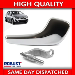CHROME INTERIOR DOOR HANDLE & CONNECTING BRACKET RIGHT SIDE FOR VAUXHALL CORSA D - Picture 1 of 13