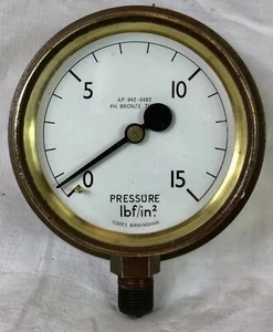 Vintage Pressure Gauge, 1bf/in2, Tomey - Birmingham, Maritime, Nautical - Picture 1 of 8