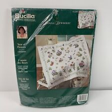 Bucilla Year of Flowers Stamped Cross Stitch Lap Quilt Kit 45 X45