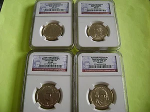 2007-D WASHINGTON-ADAMS-JEFF-MADISON NGC SMS MS68 SATIN FINISH 4-COIN DOLLAR SET - Picture 1 of 6