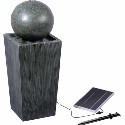 Solar Gartenbrunnen Springbrunnen Kugel Zierbrunnen LED Wasserspiel Polyresin - Bild 1 von 4