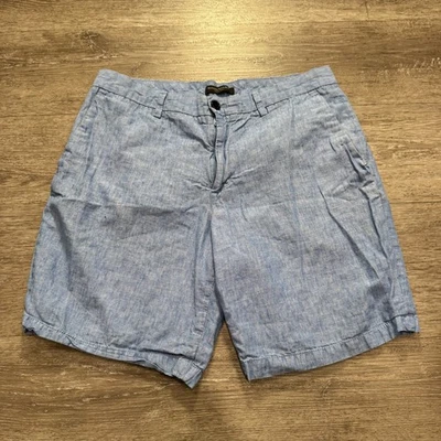 Pantalones Cortos Banana Republic Para Hombre 32 Azul Aiden Lino Ligeros Informales 8" Mínimo Foto 1 de 4