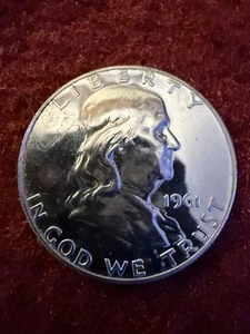 👀 1961 Franklin Half Dollar , 90% Silver, Uncirculated, 💎 Gem Quality  - Picture 1 of 2