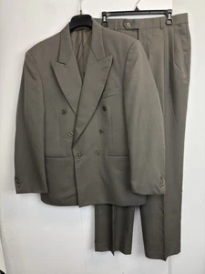 Hardy Amies Savile Row Double Breasted Suit Mens 40R Blazer Wool Blend 34X32 Gre - Picture 1 of 18