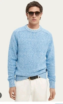 Scotch & Soda Mens Blue Oasis Knit Cotton Wool Blend Sweater Large - Image 1 of 4