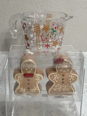 Dolly Parton Gingerbread 2 Cup Glass Measuring Cup & Salt/Pepper Shaker NEW - Image 1 of 4