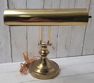 Vintage Brass Bankers Desk Piano Adjustable Lamp Deco Style 12 x 9.5" w/LED bulb - Picture 1 of 13