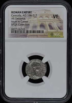 Caracalla, AD 198-217 ROMAN EMPIRE AR Denarius NGC VF20 - Image 1 of 2