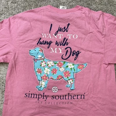 Camisa Simply Southern Mujer Grande Colección Hiedra Perro Gráfico Colgar Con Mi Perro Foto 1 de 4