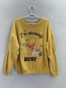 Disney Womens Sweatshirt Size 3XL Graphic Winnie the Pooh Yellow Crewneck - Picture 1 of 11