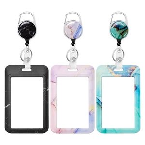 Retractable Badge Reel with Name Card and Carabiner Clip, Name Badge Reel Holder - Bild 1 von 9