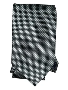 George Men’s Classic 100% Polyester Black Check Pointed Neck Tie - Picture 1 of 6