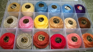 18 Balls Lot DMC Perle Pearl Cotton Size 8 with Container - Picture 1 of 2