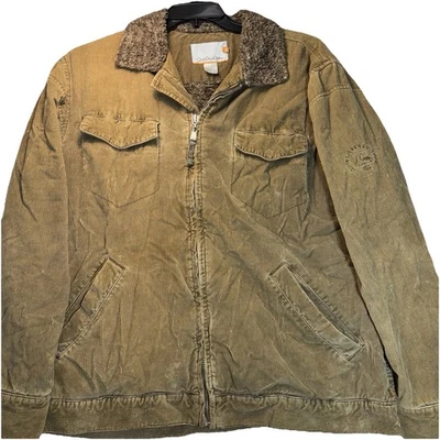 Jaqueta caminhoneiro masculina Quick Silver Edition cáqui veludo forrado de lã grande - Imagem 1 de 4