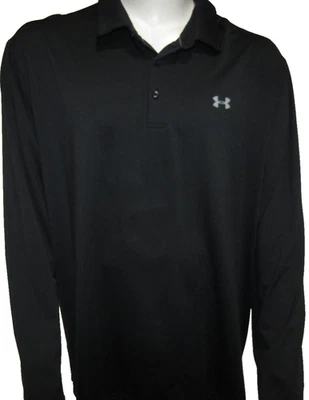 UNDER ARMOUR POLO LOOSE ALL SEASON GEAR BLACK LONG SLEEVE SHIRT MENS SIZE 3XL - Image 1 of 4