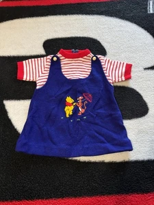 Mameluco bebé vintage Sears Winnie the Pooh & Tigger azul rojo blanco rayas 11x14 - Imagen 1 de 8
