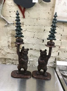 Paar Schwarzwalddekor Bär Kerzenhalter Figur Honigtopf Bär - Bild 1 von 9