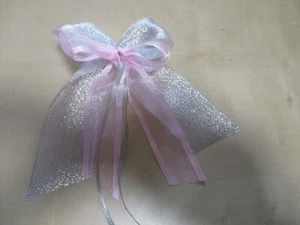 10  Deko Schleifen - Silber rosa - Weihnachtsbaum  Adventskranz  Geschenk - Bild 1 von 3