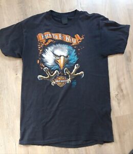 Chemise vintage Harley Davidson 3D emblème 1985 XL Born to be wild aigle des années 80 USA