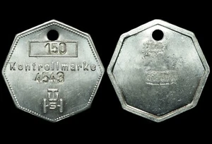 WERKZEUGMARKE: Einseitige Alu-Kontrollmarke. VEB TRAKTORENWERK SCHÖNEBECK. - Bild 1 von 1