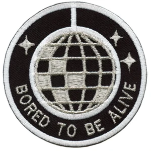 Bored To Be Alive Disco Ball Round Embroidered Iron On Patch - Picture 1 of 1