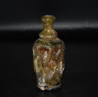 Rare bouteille en verre antique romaine authentique avec décoration traînée environ 1er cent