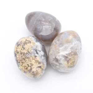 Pacific Blue Agate 3x Tumbled Stones 25x35mm - Picture 1 of 2