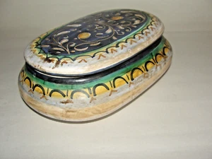 Caja de baratijas vintage italiana de cerámica firmada y pintada a mano y firmada a mano - Imagen 1 de 13