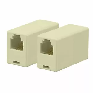 2-Pack RJ-11 Telephone Jack 4 Conductor 6P4C Coupler Connector Adapter (Beige) - Picture 1 of 3