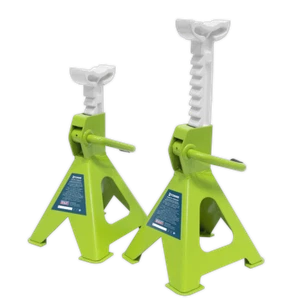 Axle Stands (Pair) 2tonne Capacity per Stand Ratchet Type - Hi-Vis Green - Seale - Picture 1 of 1