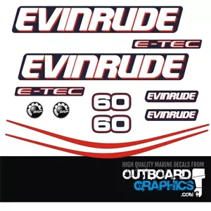Evinrude 60hp ETEC outboard engine decals/sticker kit - Picture 1 of 1