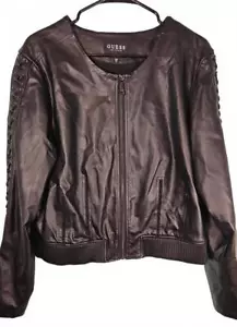 Guess Women's Black Faux Leather Black Jacket XL - Picture 1 of 8