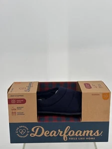Dearfoams Mens Clog Slippers 10 Navy Blue Genuine Wool Comfort Shoes DFCMX80339 - Picture 1 of 5