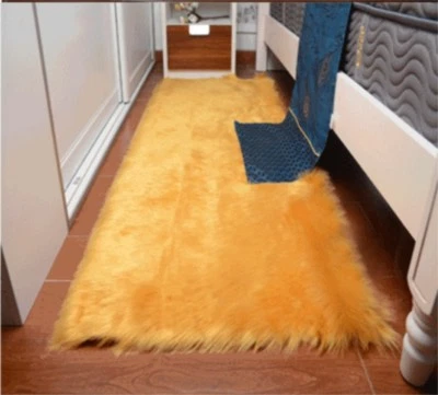 Tapete de pele de carneiro grande de pele sintética capa de assento macia antiderrapante tapete macio tapetes - Imagem 1 de 4