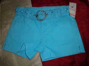girl's shorts adjustable waist  NWT  turquoise with bling belt  size 6 - Picture 1 of 2